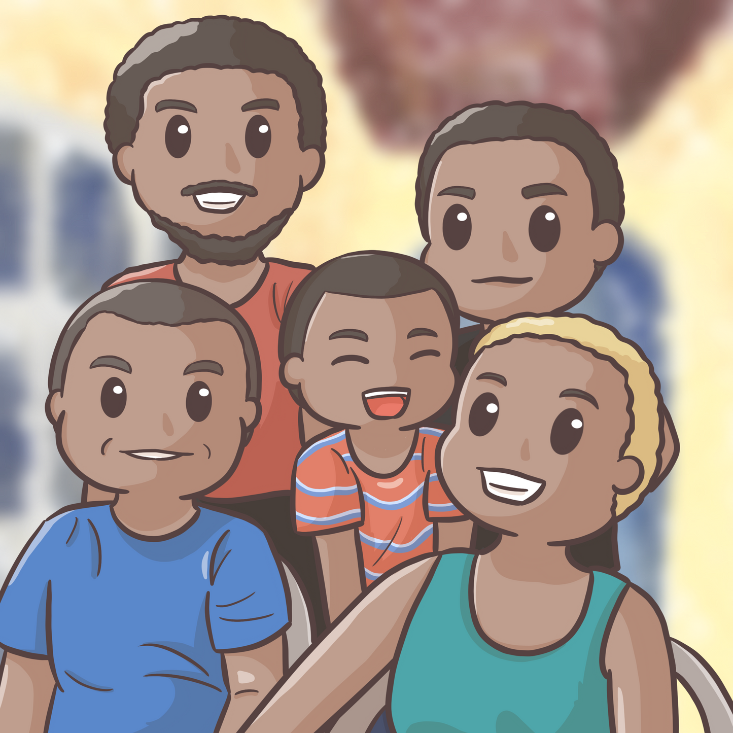 Full Body Personalized Cartoon Portrait - PNG + PSD Colored Background